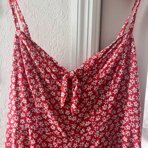 Floral Red and White Dress